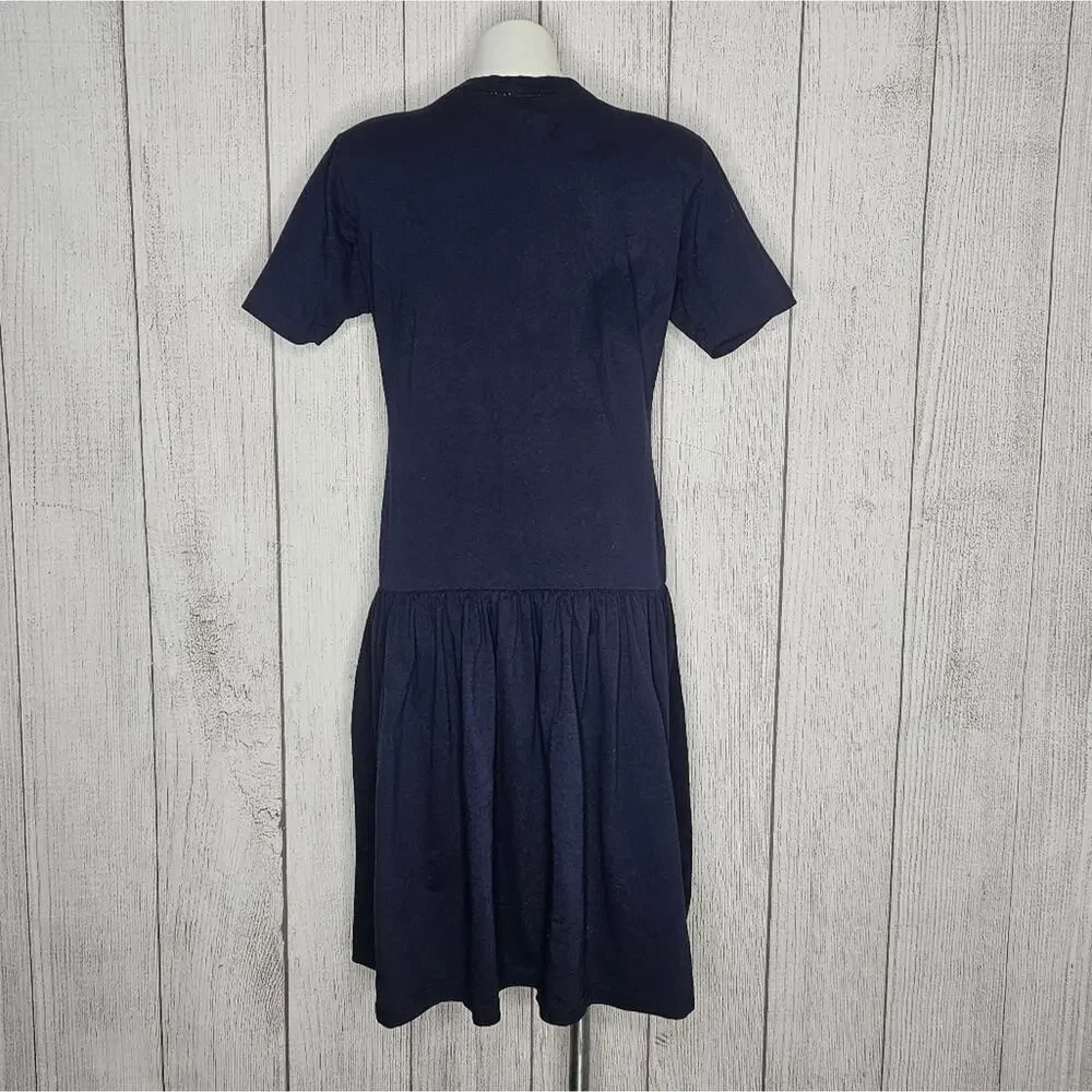 Vintage 80s 90s Drop Waist Shirt Dress with Shoulder Pads, size Medium